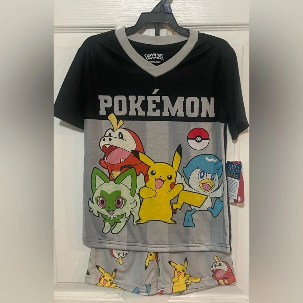 NWT Pokémon Boys 2-Piece Pajama Set XS 4/5 Pikachu Short Sleeve‎ Sleepwear